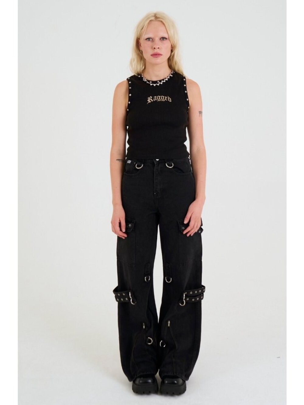 The Ragged Priest Women's Bondage Baggy Hardware Jean Size 30 NWT Punk Goth Rock